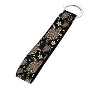 Jeiento Sea Turtle Pattern Keychain Wristlet Strap Hand Wrist Lanyard Keyring Holder for Car Keys Black