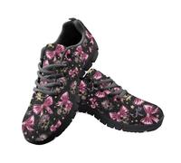 Jeiento Skull and Bowknot Pattern Shoes Womens Fashion Trainers Lace Up Running Sneakers Casual Walking Shoes for Travel,8 UK