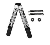 Jeiento Skull Print Halloween Guitar Shoulder Strap with Guitar Pick Pocket with Comfortable Edge Webbing Fit Most People