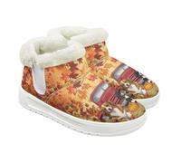 Jeiento Snow Boots for Women Hello Fall Cute Border Collie Dig Ankle Boots Warm Comfort Flannel Short Booties with Anti Slip Sole Casual Walking Footwear,UK 2