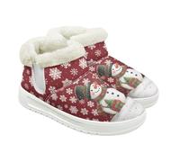Jeiento Snowflake Snowman Winter Ankle Boots for Women Lady Warm Fur Lined Ankle Booties Ladies Casual Walking Shoes Merry Christmas Holiday Shoes,UK 10