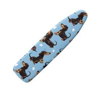 Jeiento Soft Ironing Board Cover Dachshund and Hearts Stain Resistant Polyester Ironing Covers Hook and Loop Fasteners 15x54 Iron Pad Covers,Blue