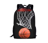 Jeiento Sports Shoulder Backpack for Boys Basketball&Basketry Print Campus Senior Bookbag for School Students Rucksack with Bottle Holder