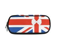 Jeiento Stylish Pencil Case for Girls Large Capacity Pencil Pouch British Flag with Bow Multifunctional Cosmetic Bag for Women Office Stationery Organizer