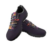 Jeiento Sugar Flower Skull Pattern Womens Trainers Lace Up Running Shoes Lightweight Comfort Walking Shoe Cycling Sneakers Skeleton Pattern,10 UK