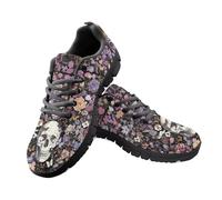 Jeiento Sugar Flowers Skull Gothic Walking Sneakers for Women Men Lightweight Breathable Casual Footwear Breathable Trainers Non Slip Work Flat Footwear,11 UK