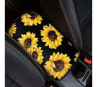 Jeiento Sunflower Auto Center Console Lid Cover Cushion Protect Car Console Cover Armrest Pads Washable Car Armrest Cover Seat Box Mat Universal Fit for Most Car