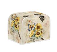 Jeiento Sunflower Butterfly 2 Slice Toaster Cover Washable Dust Cover for Bread Maker Machine Kitchen Small Appliance Accessories Anti Dust Fingerprint Protector Case,S