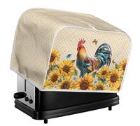 Jeiento Sunflower Farmhouse Rooster Toaster Dust Cover Farmhouse Decoration 2 Slice Chick Toaster Covers with Top Handle Easy to Storage,Fingerprint Protection Anti Greasy Kitchen Small Appliance Bag