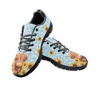 Jeiento Sunflower Highland Cow Walking Shoes for Women Men Casual Footwear Unisex Adult Outdoor Road Running Sneakers Teenager Girl Lace Up Trainers Sneakers,8 UK