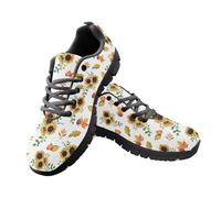 Jeiento Sunflower Maple Leaf Lightweight Walking Shoes Sneakers for Women Men Lace Trainers Running Sneakers Ladies Mesh Workout Casual Trainers,10 UK