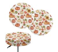 Jeiento Sunflower Pumpkin Bar Stool Cover Hello Fall Home Decor Anti Skid Bar Stool Covers Washable and Soft Round Chair Seat Cushion Thanksgiving Decor Case,12-14 Inch