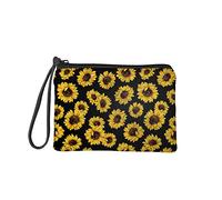 Jeiento Sunflower Small Coin Purse Cute Change Purse Pouch Mini Wallet Coin Bag with Zipper Exquisite Present for Women Girls on Valentine's Day Black