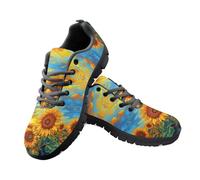Jeiento Sunflower Womens Trainer Shoes Comfort Running Trainers Non Slip Jogging Hiking Sneakers Yellow Floral Casual Footwear,3 UK