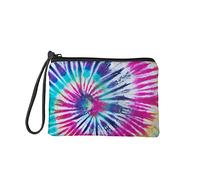 Jeiento Tie Dye Pattern Small Toiletry Cosmetic Handy Bag for Women Girl Zipper Closure Travel Pouch Storage Clutch Purse Soft Flannel