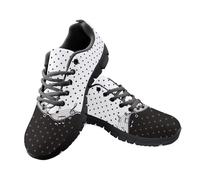 Jeiento Trainers Sneakers Black White Polka Dot Musical Shoes Ladies Lace Up Sneakers Mesh Running Sneakers Teenager Girl Gym Sport Sneakers,9 UK