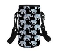 Jeiento Tribal Elephant Pattern Portable Water Bottle Sleeve Carrier Bag Water Bottle Decoration for Beach, Picnic, Office(500-750ML)