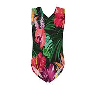 Jeiento Tropical Flower Gymnastics Leotards for Little Girls One-Piece Dancing Athletic Leotards