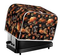 Jeiento Two Slice Fall Maple Leaf Pumpkin Dachshund Dog Toaster Dust Covers Bread Maker Protection Accessories Greasy Protection Kitchen Small Appliance Cover Storage Bag,M