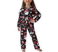 Jeiento Ugly Christmas Santa Claus Pyjamas Set Boys Girl Long Sleeve Sleepwear Button Pjs Comfort Kids Long Sleeve Shirt and Pants Warm Soft Pjs Child Xams Costume,S