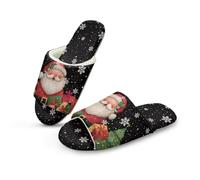 Jeiento Ugly Christmas Santa Claus Slippers for Men Women Christmas Shoes Comfy Slip On Indoor Slipper Lightweight Fuzzy Winter Shoes,US 9.-10