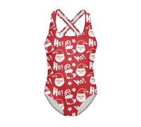 Jeiento Ugly Christmas Santa Claus Swimsuit for Girl Toddler One-Piece Bathing Suit Quick Dry Beach Wear Little Kids Cross Shoulder Strap Swimwear Xmas Costume 13-14 Years