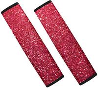 Jeiento Universal Car Seat Belt Pads Cover, Red Bling Fashion Seatbelt Shoulder Strap Covers Soft Comfort Harness Pad for Women Kids Teenage Girls