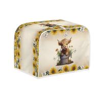 Jeiento Universal Kitchen Small Appliance Protector Cover Sunflower Highland Cow Toaster Dust Cover Two Slice Foldable Washable Bread Maker Storage Bag Greasy and Fingerprint Protection,S