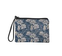 Jeiento Wallets for Women Boho Style Lotus Shopping Business Purse Coin Pocket Zip Around Large Capacity Durable Handbag Banquest Party Clutch Bag Phone Holder Wallet Blue