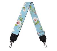Jeiento White Lily Wide Shoulder Strap Floral Flowers Replacement Guitar Straps Handbag Crossbody Bag Strap with Metal Hooks