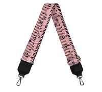Jeiento Wide Shoulder Strap Black Music Notes Adjustable Guitar Straps Pink Handbag Crossbody Strap Bag Strap with Carabiner Silver