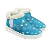 Jeiento Winter Snowflake Snow Boots for Women Men Fuzzy Lightweight Ankle Booties Comfort Winter Shoes Warm Anti Slip Walking Shoes for Indoor Outdoor Adult Christmas Shoes,UK 8