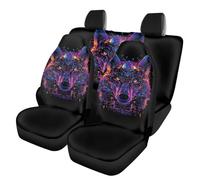 Jeiento Wolf Car Seat Covers Set of 4 Universal Fit Full Automotive Front And Rear Seat Cover Protectors Set Heavy Dut Auto Seat Cushions