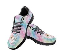 Jeiento Women Fashion Sneakers Cat Tie Dye Walking Shoes Adult Lace Up Sport Sneakers Comfort Hiking Cycling Jogging Shoe,10 UK