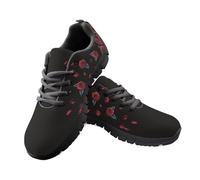 Jeiento Women Fashion Sneakers Red Rose Flower Gothic Skull Shoes Lace Up Sport Running Sneakers Comfort Hiking Cycling Jogging Shoe for Men Women,6 UK