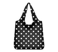 Jeiento Women Reusable Grocery Foldable Shoulder Bags Polka Dot Print Large Polyester Shopping Tote Bag with Inside Pouch