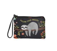 Jeiento Women Travel Cosmetic Organizer Makeup Pouch Portable Case Animal Sloth Pattern Change Purse Wallets Small Coin Purse Follow Your Dreams