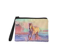 Jeiento Women Travel Cosmetic Organizer Makeup Pouch Portable Case Change Purse Wallets Small Coin Purse,Horse Print