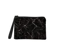 Jeiento Women Travel Toiletry Pouch Wristlet Makeup Bag Waterproof Clutch Cosmetic Bag Multi-Functional Black Marble Print