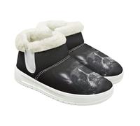 Jeiento Womens Black French Bulldog Snow Boots Animal Pattern Ankle Booties Slip-on Walking Shoes Width Non Slip Work Boots for Festival Party,UK 2