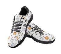Jeiento Womens Cartoon Cat Theme Sneakers Lace Up Running Sneakers Shoes Women Men Fashion Sport Running Sneakers Slip Resistant Flat Footwear,4 UK