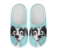 Jeiento Womens Cute Puppy Slippers Cartoon Dog Animal House Slipper Non Slip Close Toe Sliperps Comfort Lightweight Flat Spa Slipper Plush Warmth Home Shoes,S