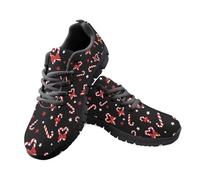 Jeiento Women's Fashion Sneakers Christmas Red Candy Cane Walking Shoes Teenager Girl Gym Workout Athletic Tennis Shoes Casual Footwear for Holiday,6 UK