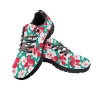 Jeiento Women's Fashion Sneakers Green Leaf Red Flower Walking Shoes Teenager Girl Gym Workout Athletic Tennis Shoes,10 UK