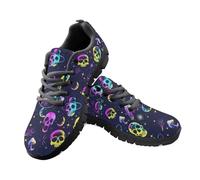 Jeiento Womens Fashion Trainers Rainbow Moon Stars Skull Running Sneakers Lightweight Non Slip Walking Shoes Breathable Comfort Hiking Cycling Sneakers,7 UK