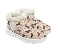 Jeiento Womens Fuzzy Winter Bootie Brown Dachshund Dogs Ankle Boot House Slippers Cartoon Puppy Snow Boots Lightweight Flat Walking Shoes for Shopping Traveling,UK 2