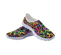 Jeiento Womens Girls Walking Shoes Rainbow Love Hearts Gay Pride Print Athletic Comfort Holiday Casual Tennis Sneakers for Gym Park Beach Running