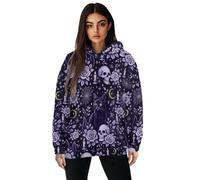 Jeiento Womens Oversized Hoodies Halloween Black Cat Skull Sweatshirt Men Women Casual Long Sleeve Sport Hoodie Comfy Warm Winter Outfits Streetwear Halloween Outfits,Size XL