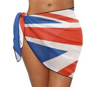 Jeiento Women's Swimwear Cover Ups British Flag Swimsuit Skirt for Teen Girls Summer Bikini Wrap Skirt Beach Sports Party Sexy Chiffon Wrap