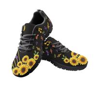 Jeiento Womens Trainers Lace Up Sport Running Shoes Sunflower Music Note Sneakers Lightweight Breathable Casual Walking Jogging Sneakers,8 UK